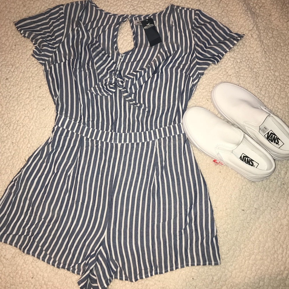 striped blue romper